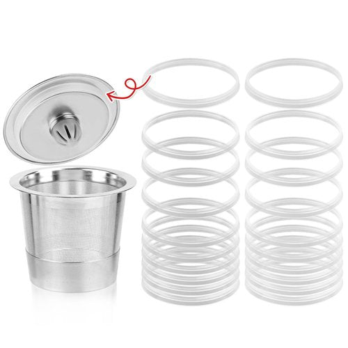 20pcs Silicone Gaskets for Keurig Reusable Coffee Machine Filter, Leak-Proof & Reusable Silicone Seal O Ring Replacement Parts Accessories for Stainless Steel Refillable Kcup K Cup (White)