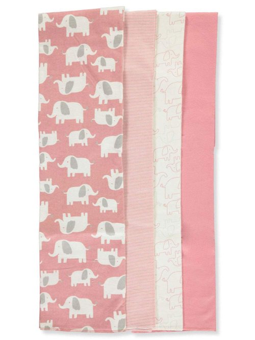 Carter's 4-Pack Elephant March Receiving Blankets - Pink/White, one Size