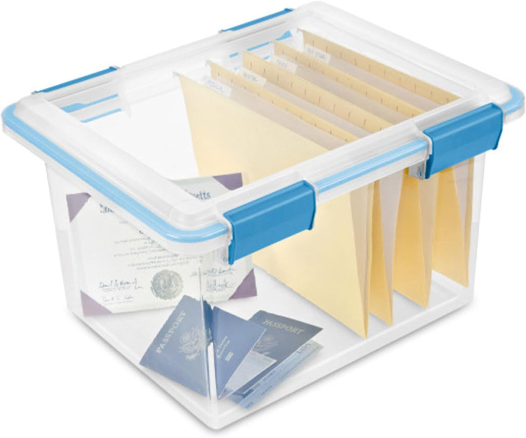 Sterilite 32 Quart Gasket Box - Weather-Resistant Storage Bins with Latching Lids | 4-Pack Heavy-Duty Organizers