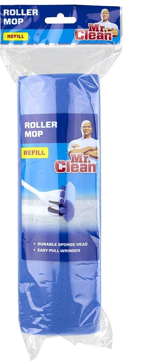 Mr. Clean Heavy Duty Roller Floor Mop Scrubber Sponge Refill Head, Blue