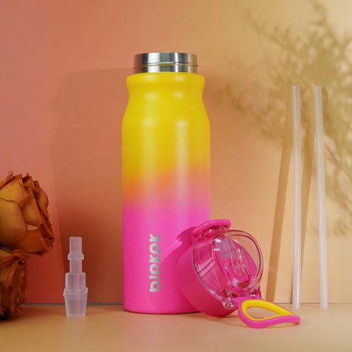 BJPKPK Stainless Steel Insulated Water Bottle - 25oz Reusable Thermal Flask with Straw Lid | Ocean Dream Design