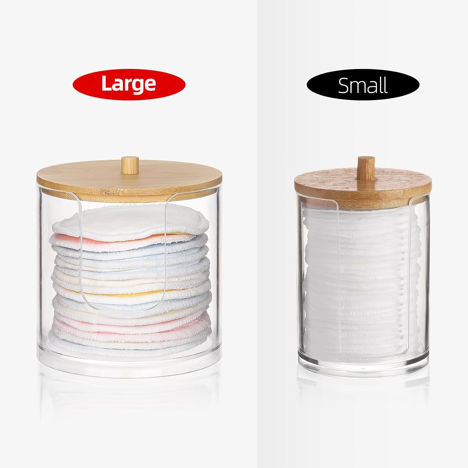 Tbestmax Cotton Pad Holder - Clear Bathroom Organizer with Bamboo Lid for Stylish Storage