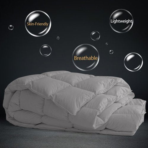 CYMULA Queen Size Feather Down Comforter - All Season Dark Grey Duvet Insert, Lightweight Box Stitched, Fluffy Breathable, Ultra Soft Quiet Hotel Style with 8 Tabs(90" x 90")