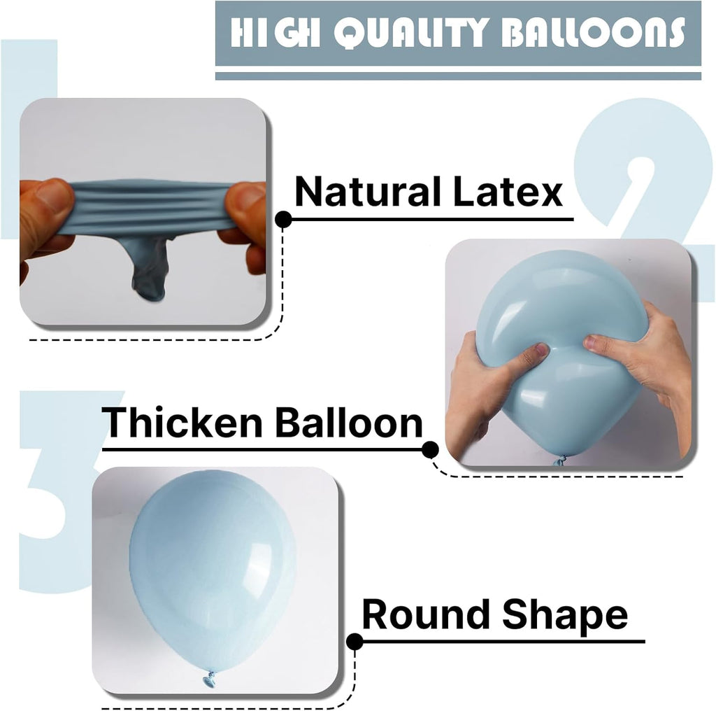 PartyWoo Dusty Blue Balloons - 155-Piece Boho Balloon Arch Kit | Various Sizes for Graduation, Baby Shower & Birthday Decor
