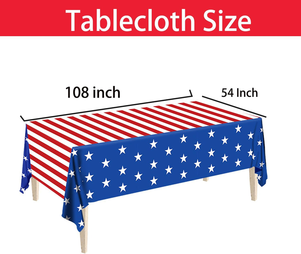 Patriotic Party Supplies - American Flag Party Set with Plates, Napkins & Tablecloth for 25 Guests