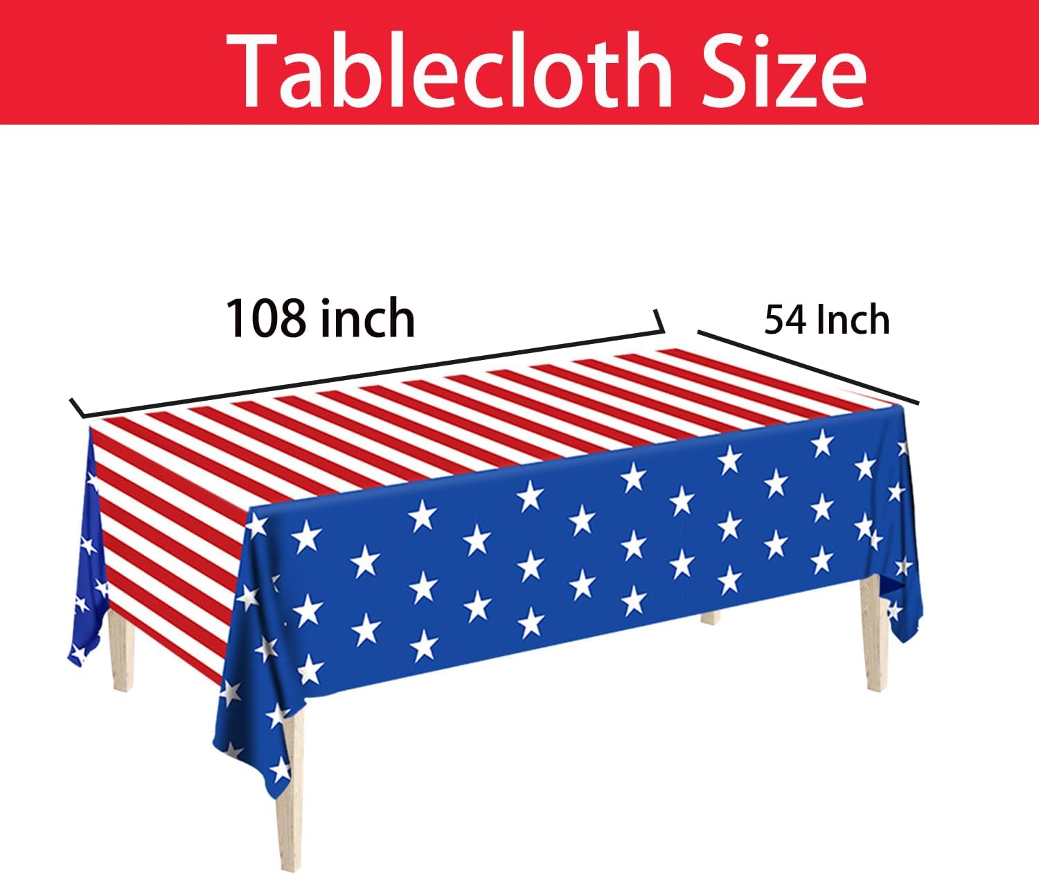 Patriotic Party Supplies - American Flag Party Set with Plates, Napkins & Tablecloth for 25 Guests