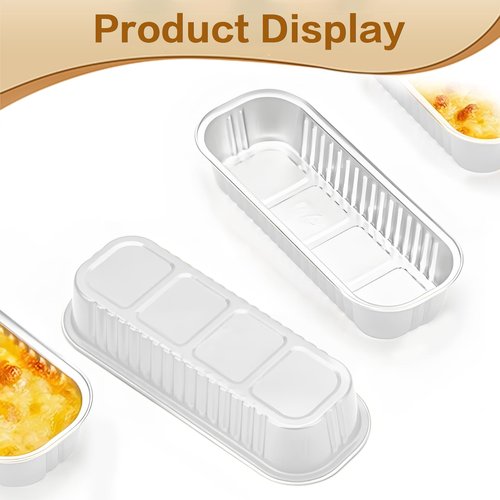 OBXMLFY Mini Cake Pans with Lids and Spoons 200 Pack, Mini Loaf Pans with lids 6.8oz, Small Disposable Aluminum Foil Loaf Pans, Rectangular Baking Container for Party, Picnics and Birthday (White)