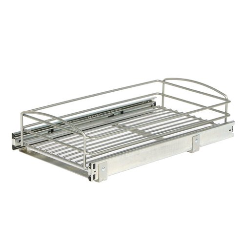Knape & Vogt MUB-11-R-FN Multi-Use Pull-Out Basket Cabinet Organizer, 5.32 in. H x 11.75 in. W x 20 in. D, Frosted Nickel