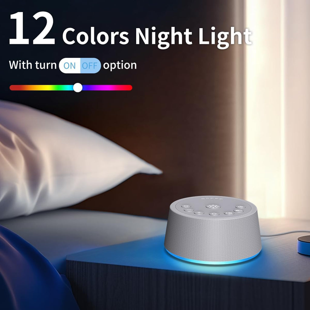 SoundLegend Sleep White Noise Machine - 30 Soothing Sounds, 32-Level Volume, 12 Color Lights, Compact Design