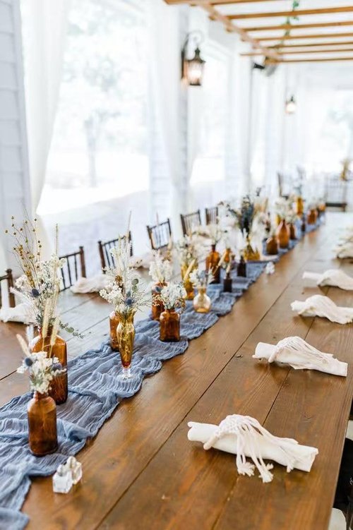12Pack Dusty Blue Cheesecloth Table Runner 10Ft Gauze Table Runner Blue Cheese Cloth Table Runners Long Sheer Fabric Tablerunners for Wedding Party Bridal Shower Thanksgiving Christmas