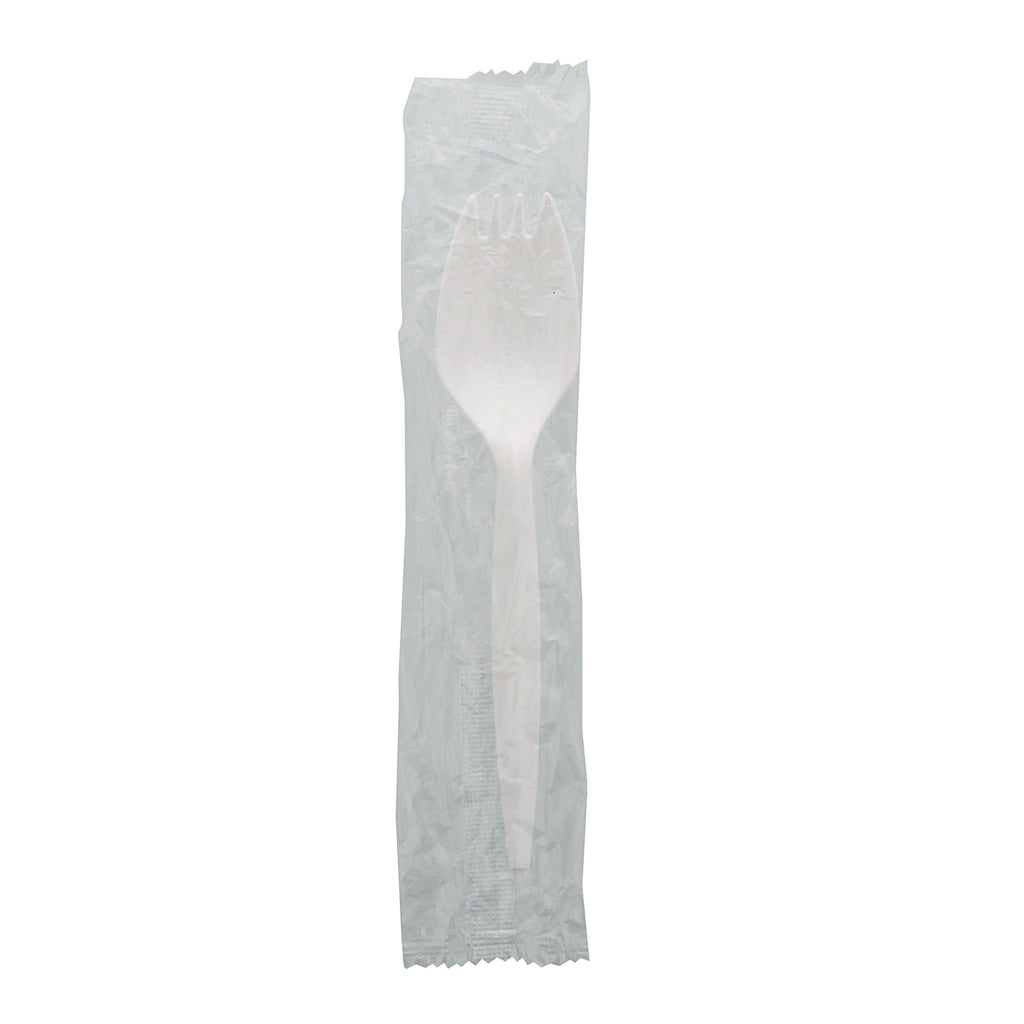 AmerCareRoyal Individually Wrapped Sporks Disposable - Bulk Plastic Sporks for Events, Parties, and Catering - Convenient and Hygienic Disposable Sporks for Easy Cleanup, Case of 1000