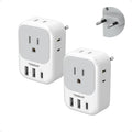 TESSAN European Plug Adapter - 2 Pack USB C Travel Charger with 4 Outlets & 3 USB Ports for Italy, Spain, France, Germany
