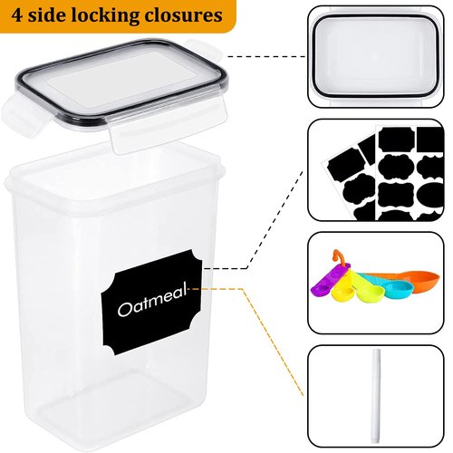 stusgo Airtight Food Storage Containers with Lids, BPA Free Clear Pantry Storage Container for Kitchen Food Pantry Organizers and Storage, Plastic Pantry Organiser for Cereal,Flour and Sugar 42 pack