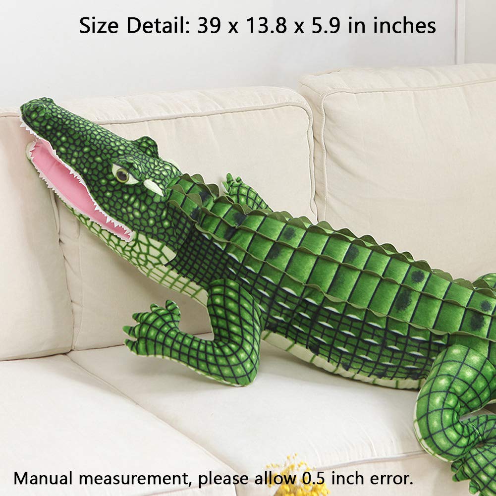 MMTTAO Alligator Plush Toy Realistic Crocodile Stuffed Animal 39 Inch Jumbo Animal Stuffed Soft Plushies Cute Dolls Collection Huggable Pillow Cushion Birthday Gift for Kids Children Boys Girls, 39''