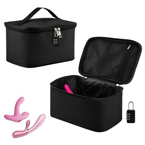 Discreet Lockable Toy Bag Storage Organizer, Women and Men Game Toys Lock Box with Combination Lock 9.45 x 6 x 5.1 Inches for Women and Men Clothes Container(COLOR:black)