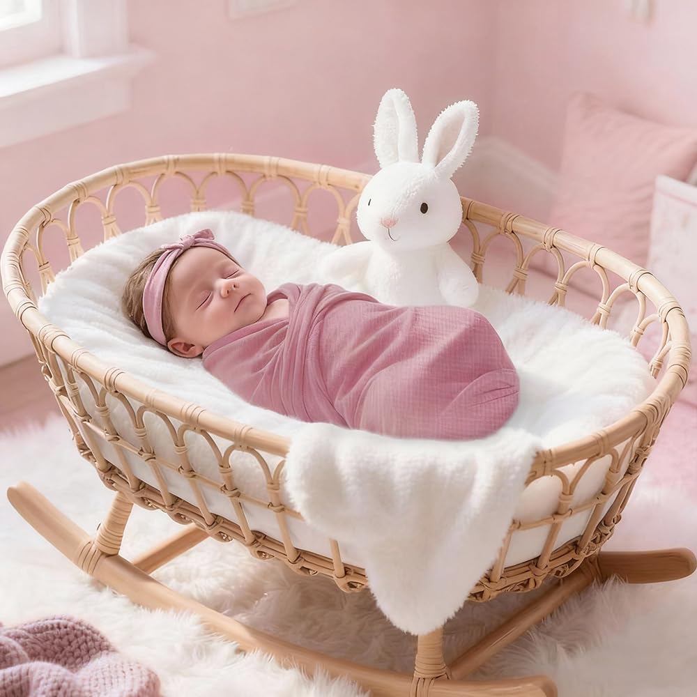 breebleep Muslin Swaddle Blankets for Baby Girl - 3 Pack 47x47 Inch Large Receiving Blankets, Soft Breathable Cotton Nursery Swaddles for Newborn, Infant & Todler, Pink
