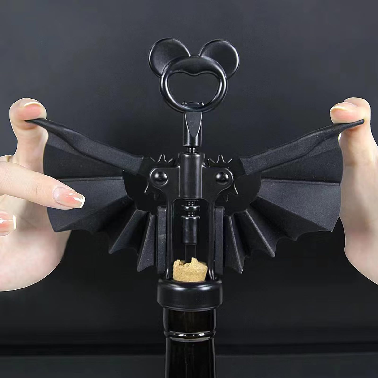 Bat Wine Opener，2025 NEW Winged Bat Shape Red Wine Beer ，Spooky Corkscrew Bottle Opener，2-in-1 Bottle Opener for Home Party, Gift for BarClub Lovers