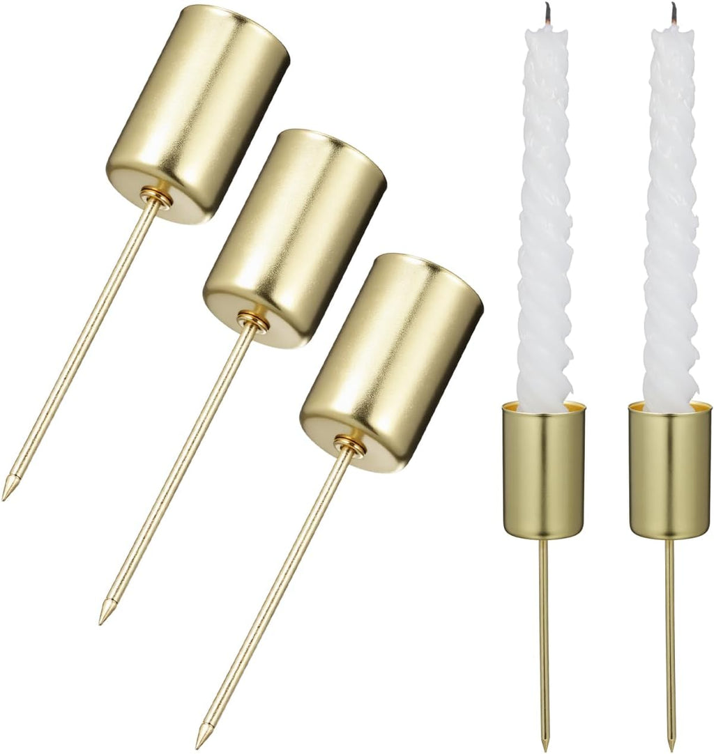 Skiennix Christmas Taper Candle Holders - Elegant Gold Liners for Pillar & Tealight Candles | 5 Pcs Set