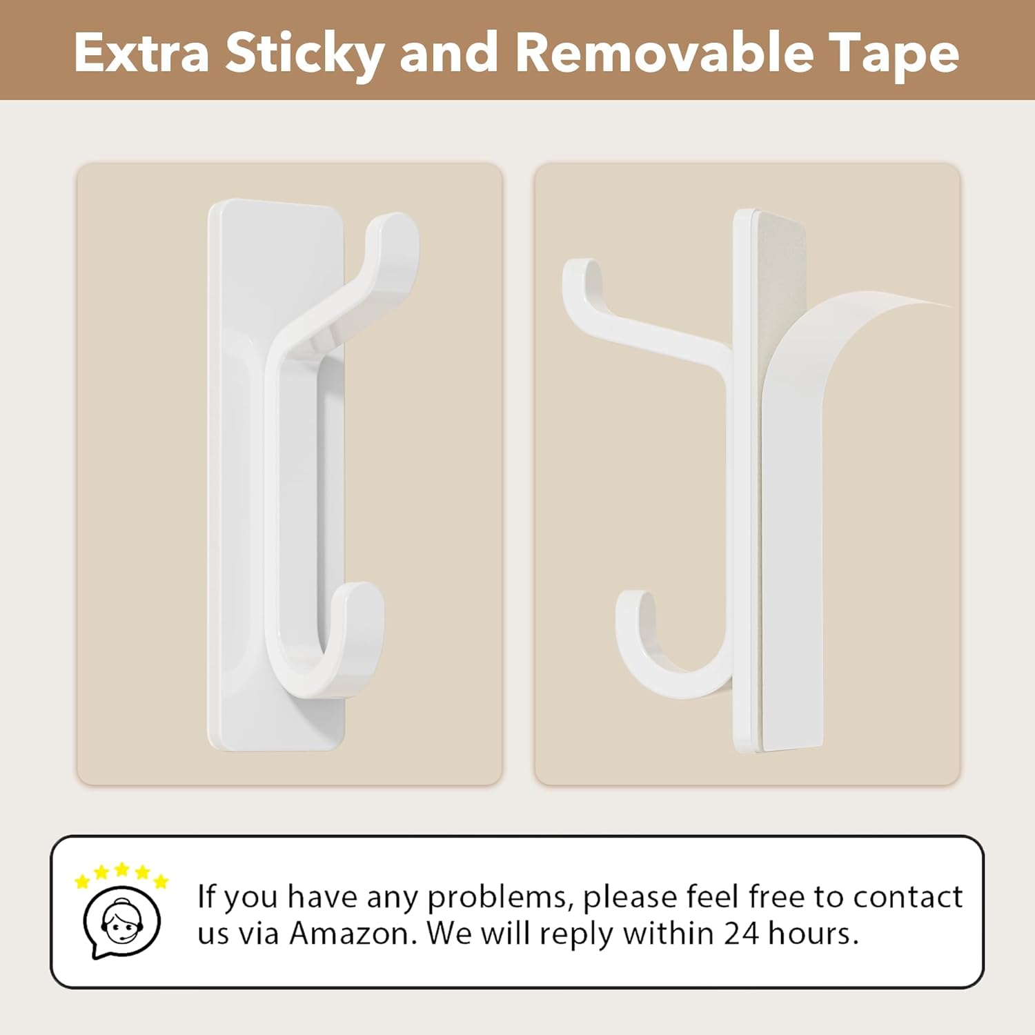 Pickpiff Wall Hooks - 13LB Strong Adhesive Coat & Towel Hangers | White 4-Pack for Easy Organization