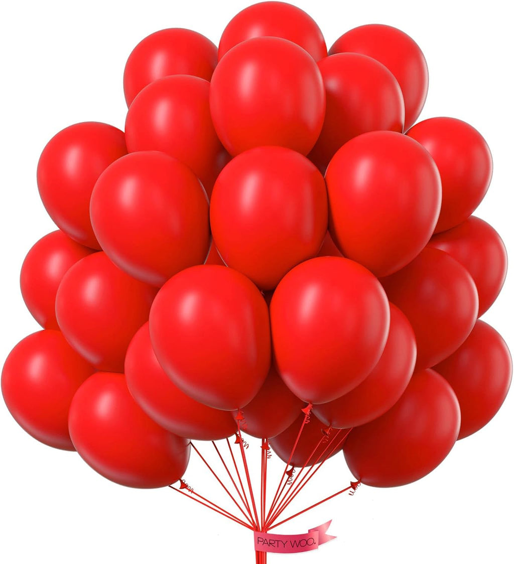 PartyWoo Red Balloons - 50pcs 12 Inch Helium Balloons for Birthday & Graduation Celebrations