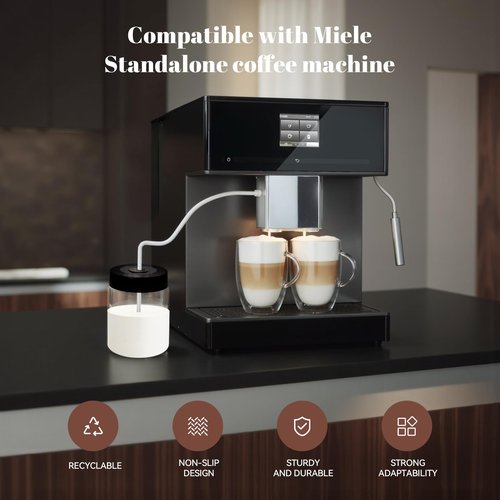 Lynzro Glass Milk Container for Miele, Compatible with Coffee Machines for Miele 11574240, CM 7750 6360 5300 5310 5510 6160 6350, Prime 316 stainless steel,Incompatible for Built-in Coffee Makers