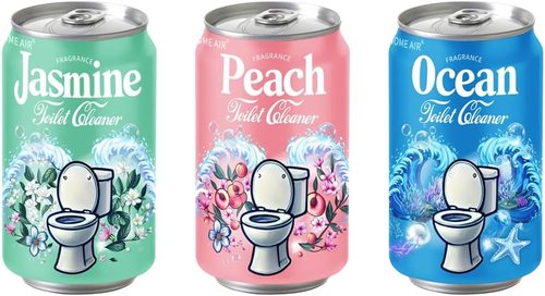 **Beverage Can Toilet Bowl Cleaner - Long-Lasting Automatic Stain Prevention | Ocean, Jasmine & Peach Scent**