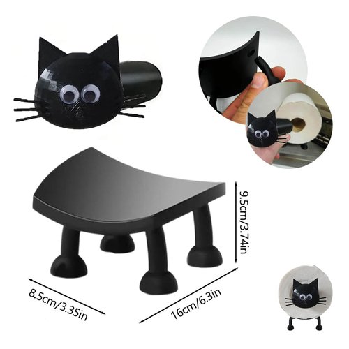 Cat Toilet Paper Holder - Funny Animal Paper Towel Holder for Bathroom Decor, Self Standing Unique 3D Printed with Durable Resin, 3pcs