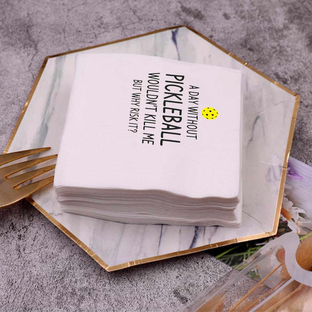 VOWFOO Funny Pickleball Quote Cocktail Napkins 50Pcs - 'It's A Pickleball Thing' Paper Disposable Napkins for Players & Parties - 5 x 5 Two-ply