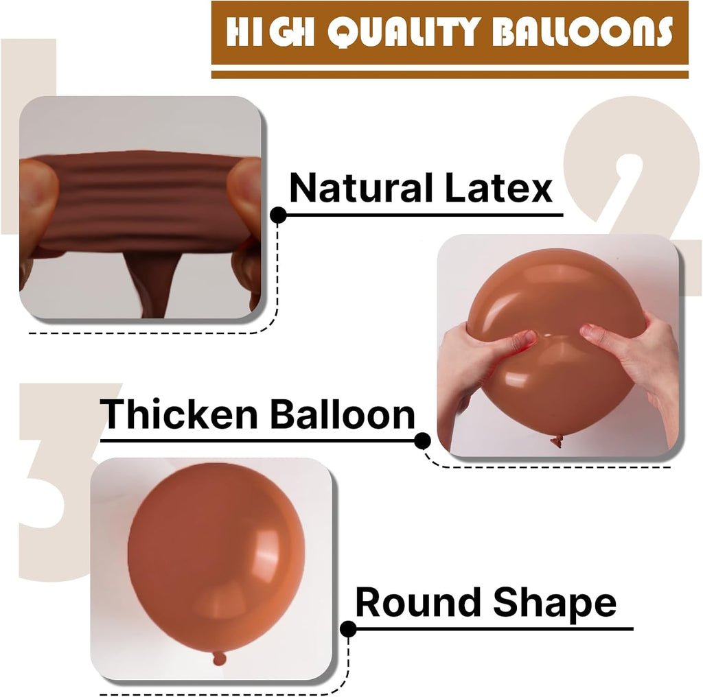 PartyWoo Brown Balloons - 50 Pcs 12 Inch Dark Brown Latex Helium Balloons for Weddings & Parties