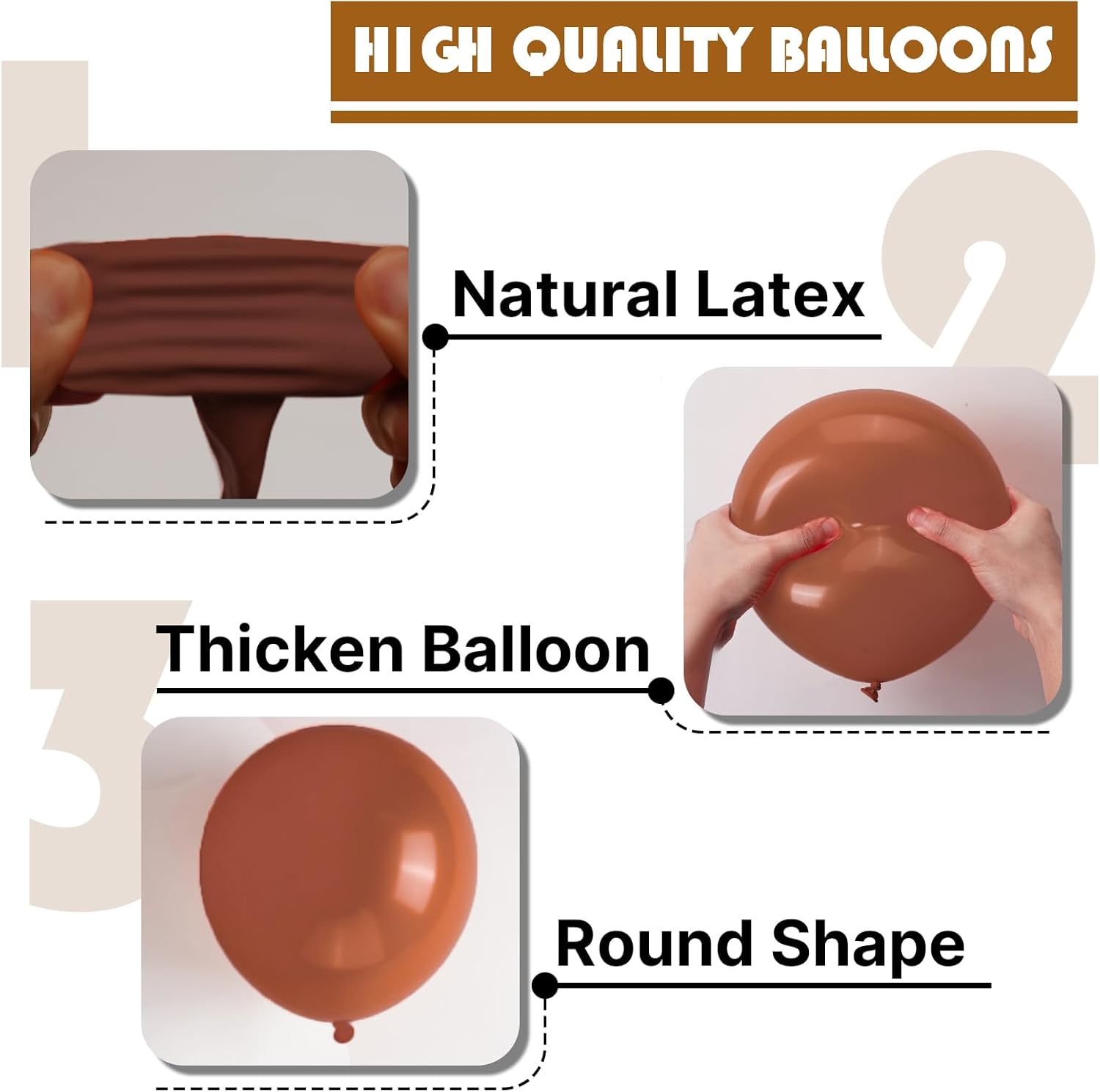 PartyWoo Brown Balloons - 50 Pcs 12 Inch Dark Brown Latex Helium Balloons for Weddings & Parties