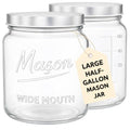 Kitchentoolz 64 oz Mason Jars Wide Mouth 2-Pack – Half Gallon Glass Jar with Lid – Large Mason Jars with Lids for Food Storage, Canning, and Fermenting