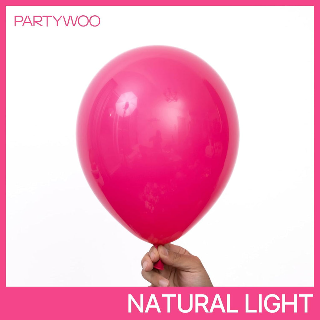 PartyWoo Hot Pink Balloons - 140-Piece Balloon Arch Kit | Various Sizes for Baby Showers & Birthdays