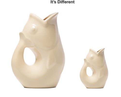 Gurgle Pot Fish Pitcher- Set of 2, Wheat, Large 42 oz. with Baby Gurgle Pot Creamer (3 oz), Perfect Indoor or Outdoor Tableware.