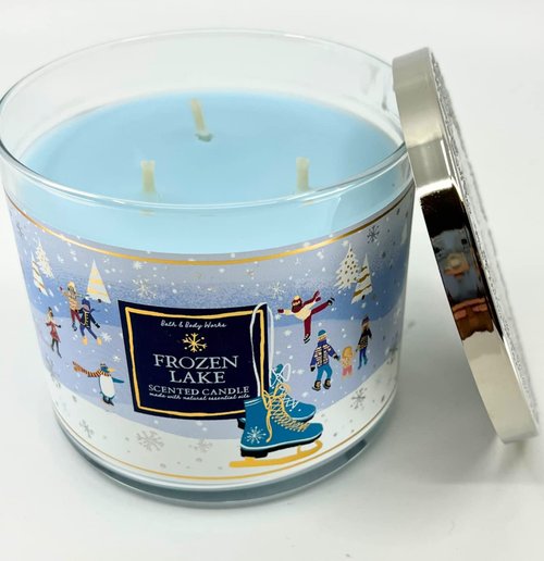 Bath & Body Works, White Barn 3-Wick Candle w/Essential Oils - 14.5 oz - 2021 Christmas & Winter Scents! (Frozen Lake)