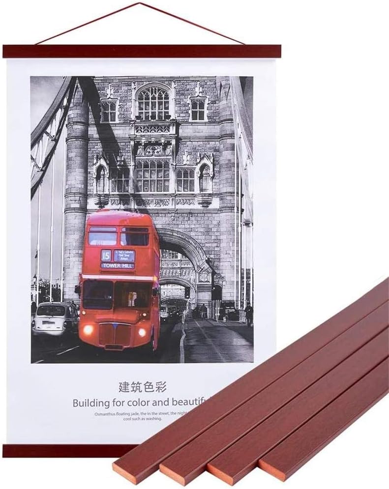Benjia Magnetic Poster Hanger - 16" Mahogany Wood Frame for Canvas & Artwork Display