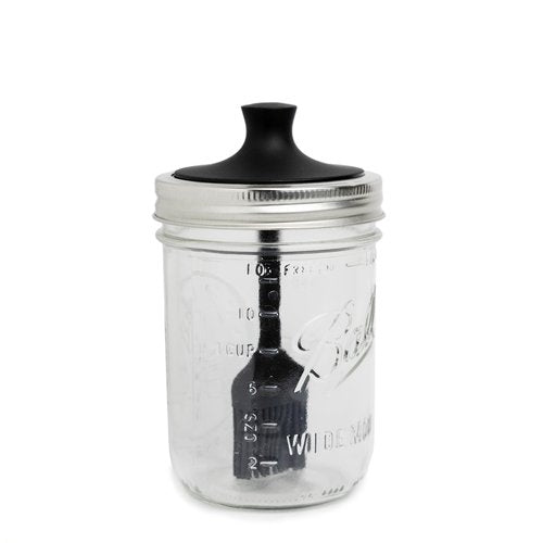 Jarware Silicone Black Basting Brush Lid For Wide Mouth Mason Jars