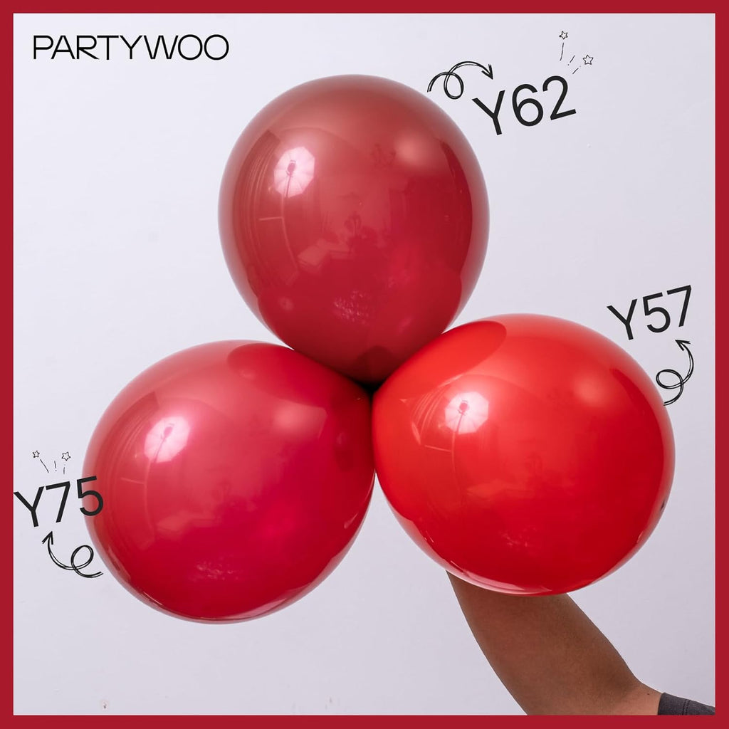 PartyWoo Red Balloons - 50pcs 12 Inch Helium Balloons for Birthday & Graduation Celebrations