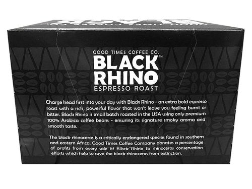 Black Rhino Espresso Roast Coffee, Single Serve Cups for Keurig K-Cup Brewers, 72 Count