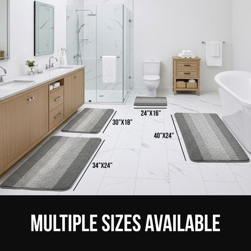 GORILLA GRIP Soft Plush Bathroom Rugs with Textured Rubber Backing, Absorbent Quick Dry Bath Mat, Machine Washable Shower Mats, Home Décor Accessories, Bathmat Rug Floor Essentials, 30 x 18 Grey