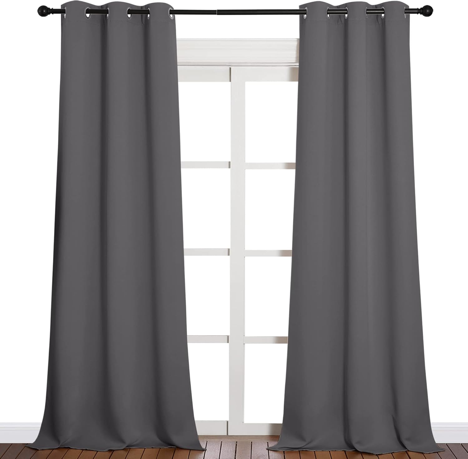 NICETOWN Thermal Insulated Blackout Curtains - Grommet Top Drapes for Hall | 2 Panels, Grey (W42 x L90)