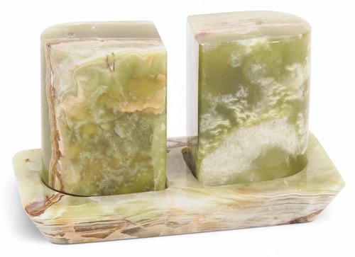 Radicaln Marble Salt & Pepper Shakers Set – 2.5" Green Modern Kitchen Essentials for Cooking and Dining, Stone Spice Holder & Saleros for Black Pepper, Pink Salt