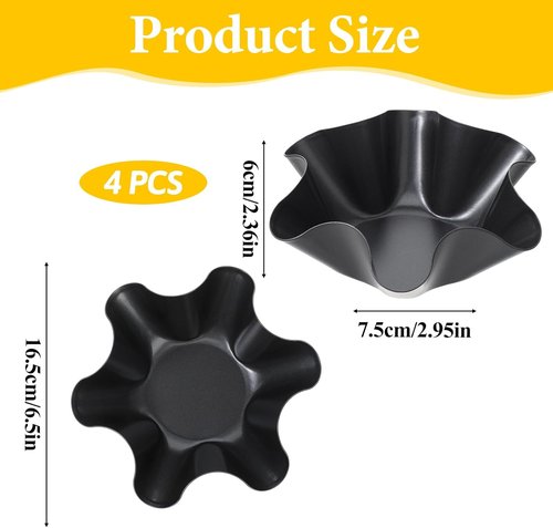 Dimeho Taco Salad Bowl Maker - Non-Stick Carbon Steel Tortilla Shell Molds | 4 Pack for Home Cooking