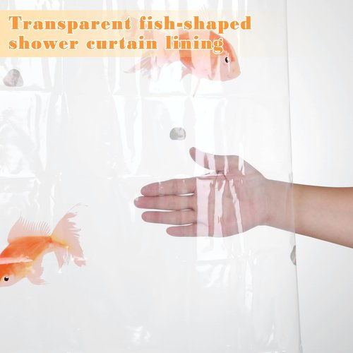 Qulkws Goldfish Clear Shower Curtain Liner 72x78 Inches Waterproof PEVA Lightweight Bath Fashion Shower Curtain Cute Bathroom Showers Liner with 12 Grommets Hooks for Bathroom Bathtub Decor