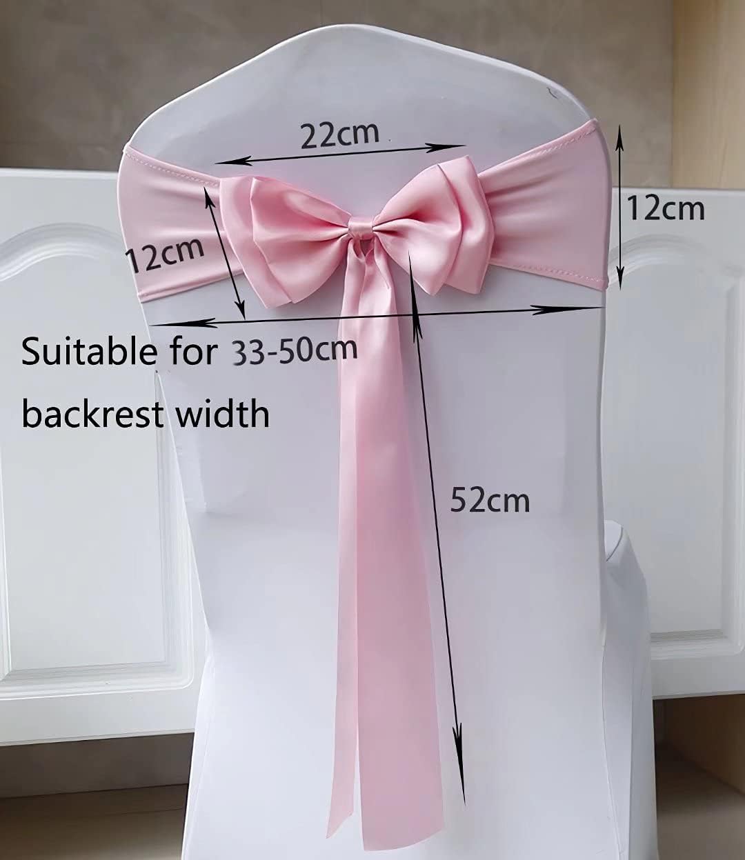 Skiennix Stretch Chair Sashes - Double Bow Spandex Covers for Weddings & Events | Grey, Set of 6