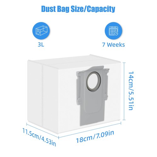 24 Pack Dust Bag Replacement for Roborock Q8 Max+/Q5(+,Max+,Pro+)/Q7(+,Max,Max+)/S8+,S8 Pro Ultra,S7 Pro Ultra,S7 Max(MaxV) Ultra Robot Vacuum Cleaner,Replacement Bags,Vacuum Bags,3L Capacity