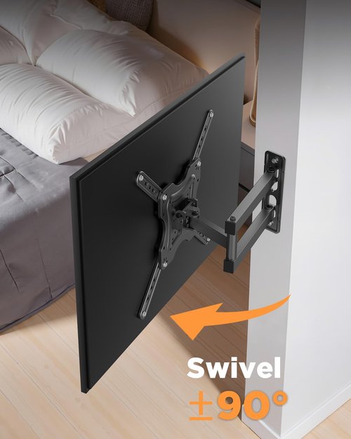 RJOP Full Motion TV Wall Mount, Swivel Tilt Extension,Tv Brackets for Wall Mount for 19-55 Inch LED LCD Flat Curved Screen TVs/Monitors,Universal TV Mount wth Max VESA 400x400mm Up to 66lbs