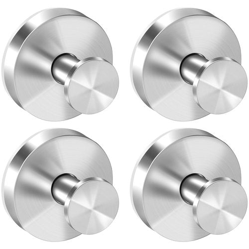 TACGEA Suction Cup Hooks for Shower, Removable Towel Hooks for Bathroom Window Glass, Powerful Vacuum Shower Hook for Towel, Robe, Loofah - 4 Pack, Sliver