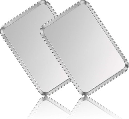 Deedro Stainless Steel Baking Sheet Set - Heavy Duty Non-Toxic Cookie Tray | Easy Clean, 17.3 x 12.3 Inch