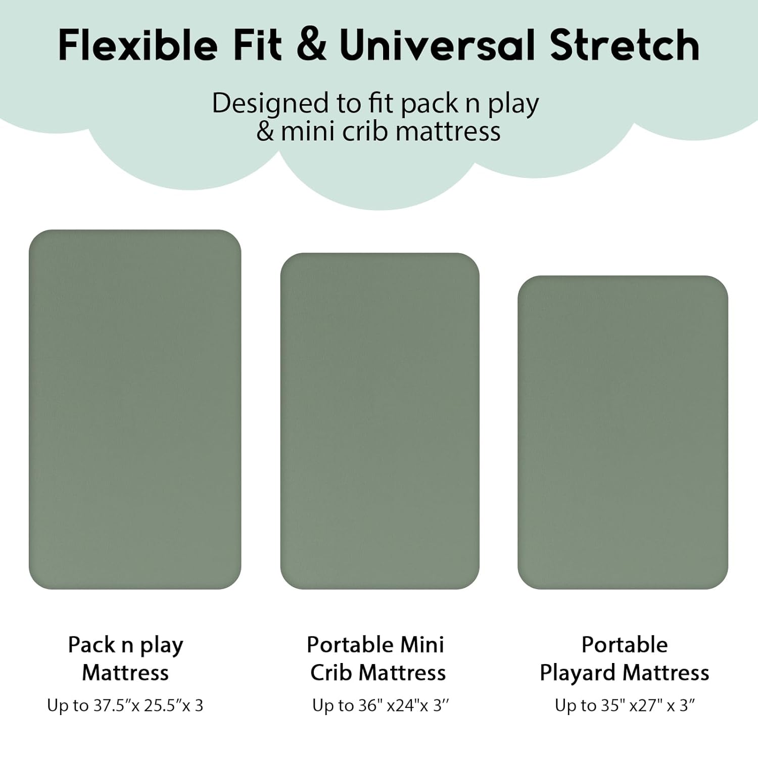 Yoofoss Fitted Pack and Play Sheets - Soft, Breathable Mini Crib Sheets 2-Pack in Gray-Green & Fox Design