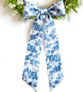 Tinsow Blue Floral Wreath Sash Bow - 2 Pack Chinoiserie Ribbon Scarf for Spring/Summer Door Decor